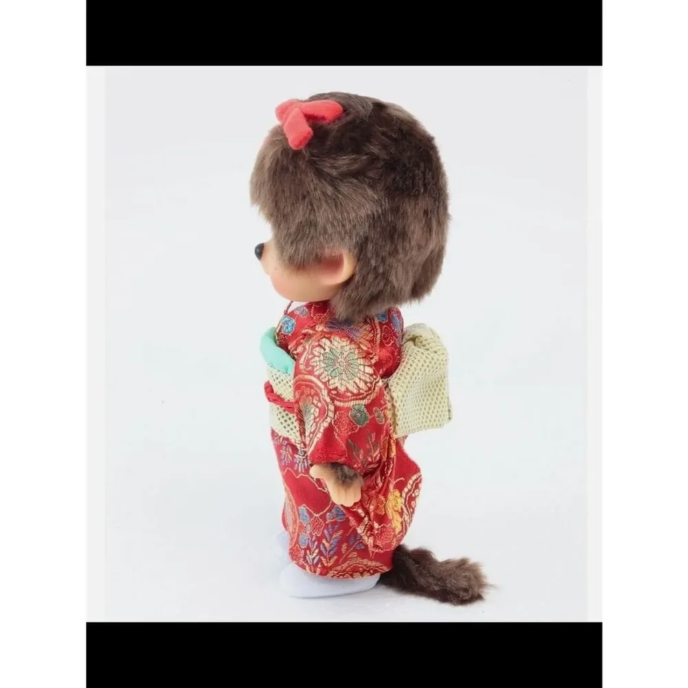 NWT Vintage Red Kimono Monchhichi Doll with Bow